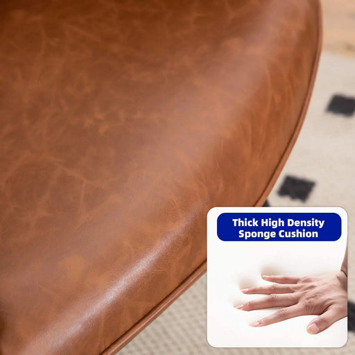 Modern Bonded Leather Armchair with High Back and Metal Legs, Brown, For Living Room, Bedroom, and Home Office Default -DTYStore