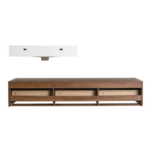 Modern Brown Ebony 60 Inch Wall-Mounted Bathroom Vanity with Resin Sink and Soft Close Drawer Default -DTYStore