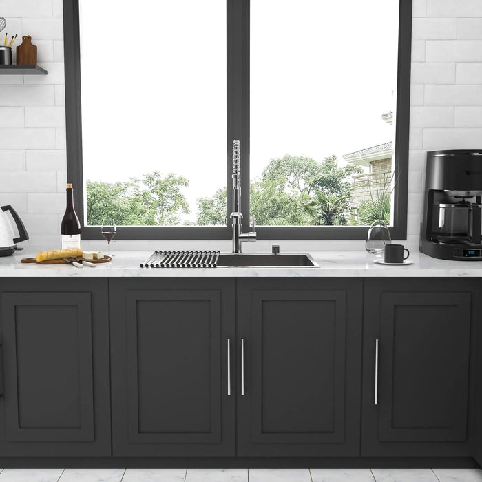 Modern Brushed Nickel 30 x 22 Inch Kitchen Sink Drop-In 16 Gauge Stainless Steel Single Bowl Topmount Basin Default -DTYStore