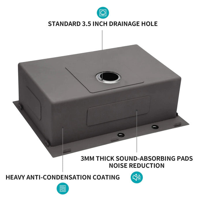 Modern Brushed Nickel 30 x 22 Inch Kitchen Sink Drop-In 16 Gauge Stainless Steel Single Bowl Topmount Basin Default -DTYStore