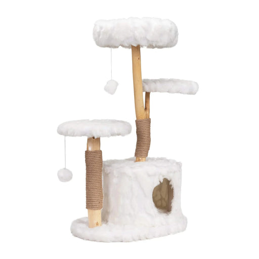 Modern Cat Tree, Natural Branch Cat Tower, Luxury Cat Condo, Indoor Cat Furniture, Kitten Cat Gift, White Default -DTYStore