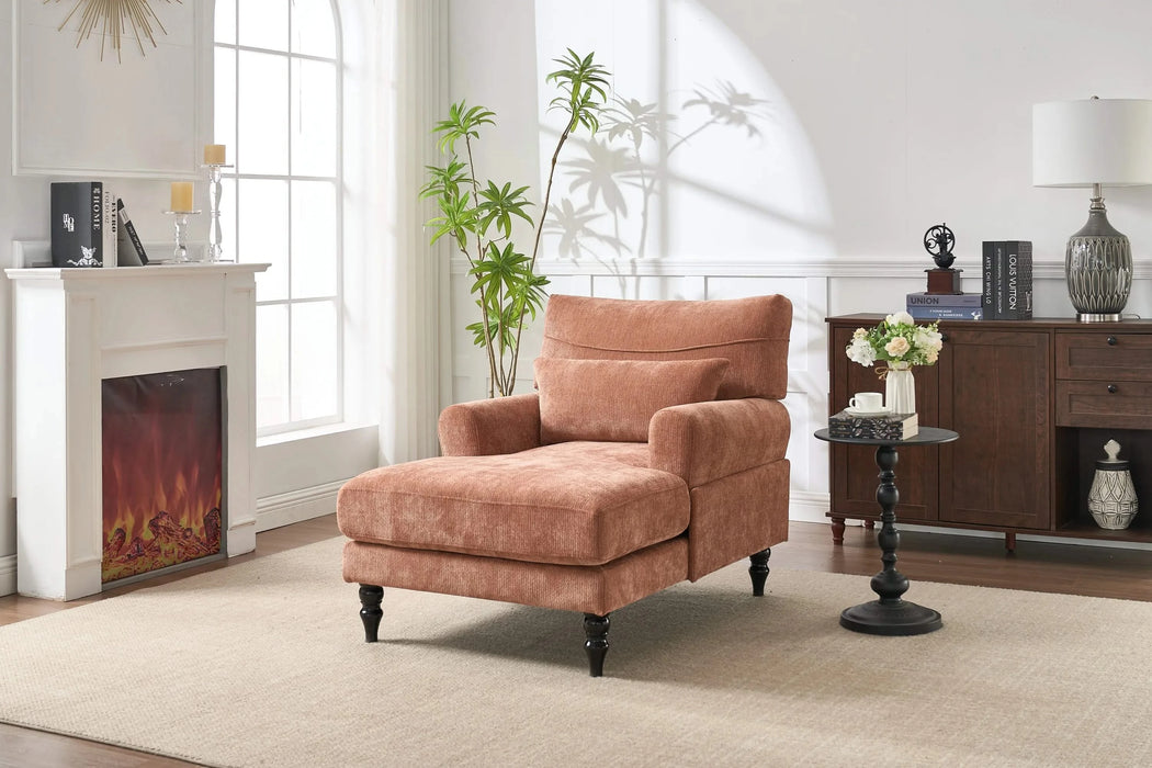 Modern Chaise Lounge , Upholstered Indoor Leisure Sofa Recliner, Chair Sleeper for Bedroom, Living Room, Study Room, Office,ORANGE Default -DTYStore