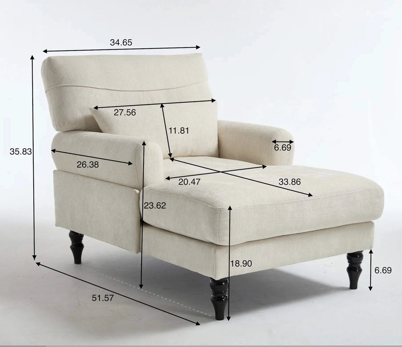 Modern Chaise Lounge , Upholstered Indoor Leisure Sofa Recliner, Chair Sleeper for Bedroom, Living Room, Study Room, Office,ORANGE Default -DTYStore