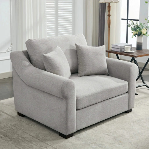 Modern Chenille Oversized Armchair, Chair and a Half, 44.5' Wide, Light Grey, Plush and Comfortable Default -DTYStore