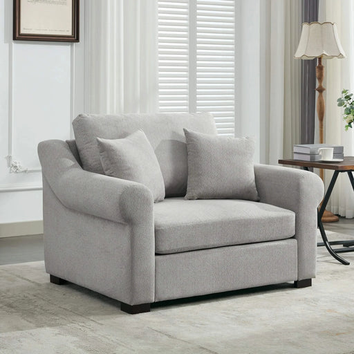 Modern Chenille Oversized Armchair, Chair and a Half, 44.5' Wide, Light Grey, Plush and Comfortable Default -DTYStore