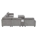Modern Chenille U-Shaped Sectional Sofa with Acrylic Table Top, USB Charger, Storage Drawers, and Movable Ottoman in Gray Default -DTYStore