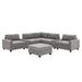 Modern Chenille U-Shaped Sectional Sofa with Acrylic Table Top, USB Charger, Storage Drawers, and Movable Ottoman in Gray Default -DTYStore