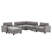 Modern Chenille U-Shaped Sectional Sofa with Acrylic Table Top, USB Charger, Storage Drawers, and Movable Ottoman in Gray Default -DTYStore