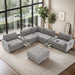 Modern Chenille U-Shaped Sectional Sofa with Acrylic Table Top, USB Charger, Storage Drawers, and Movable Ottoman in Gray Default -DTYStore