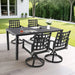 Modern Classic 5PC Outdoor Patio Dining Set, A Rectangular Table & Four Swivel Rock Dining Chairs, Cast Aluminum, Rust-Free, Textured Ember Black, Sunbrella Cushion, Weather-Resistant, for Garden Default -DTYStore