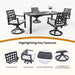 Modern Classic 5PC Outdoor Patio Dining Set, A Rectangular Table & Four Swivel Rock Dining Chairs, Cast Aluminum, Rust-Free, Textured Ember Black, Sunbrella Cushion, Weather-Resistant, for Garden Default -DTYStore