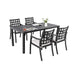 Modern Classic 5PCs Outdoor Patio Dining Set, a Rectangular Table and Four Stationary Dining Chairs, Cast Aluminum, Rust-Free, Textured Ember Black Finish, Sunbrella Cushions, Weather-Resistant Default -DTYStore