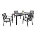 Modern Classic 5PCs Outdoor Patio Dining Set, a Rectangular Table and Four Stationary Dining Chairs, Cast Aluminum, Rust-Free, Textured Ember Black Finish, Sunbrella Cushions, Weather-Resistant Default -DTYStore