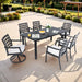 Modern Classic 7PC Outdoor Patio Dining Set with Rectangular Table, Six Chairs, Cast Aluminum, Ember Black, Sunbrella Cushions Default -DTYStore