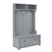 Modern Classic Hall Tree with Shoe Rack Bench and Coat Hooks for Hanging Storage, Entryway Bench with Open Shelves and Shoe Cabinets 40.16'W*18.58'D*64.17'H GRAY Default -DTYStore