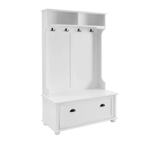 Modern Classic Hall Tree with Shoe Rack Bench and Coat Hooks for Hanging Storage, Entryway Bench with Open Shelves and Shoe Cabinets 40.16'W*18.58'D*64.17'H white Default -DTYStore