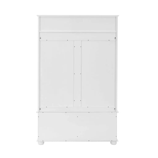Modern Classic Hall Tree with Shoe Rack Bench and Coat Hooks for Hanging Storage, Entryway Bench with Open Shelves and Shoe Cabinets 40.16'W*18.58'D*64.17'H white Default -DTYStore
