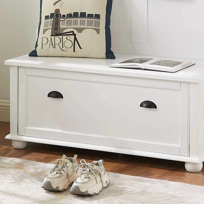 Modern Classic Hall Tree with Shoe Rack Bench and Coat Hooks for Hanging Storage, Entryway Bench with Open Shelves and Shoe Cabinets 40.16'W*18.58'D*64.17'H white Default -DTYStore