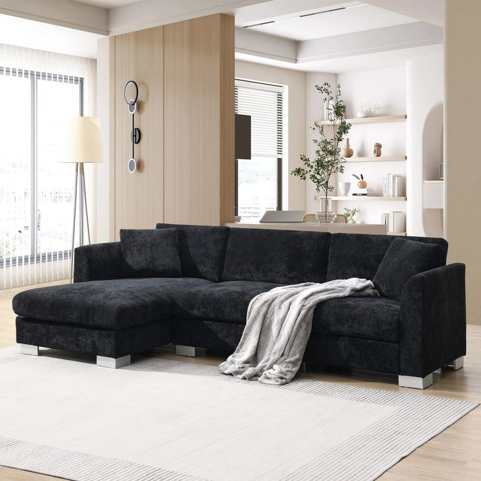 Modern Cloud L-Shaped Sectional Sofa with Chaise, Chenille Fabric, 3 Colors, 96*56 inches Default -DTYStore