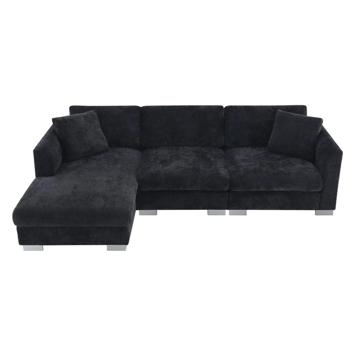 Modern Cloud L-Shaped Sectional Sofa with Chaise, Chenille Fabric, 3 Colors, 96*56 inches Default -DTYStore