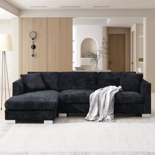 Modern Cloud L-Shaped Sectional Sofa with Chaise, Chenille Fabric, 3 Colors, 96*56 inches Default -DTYStore