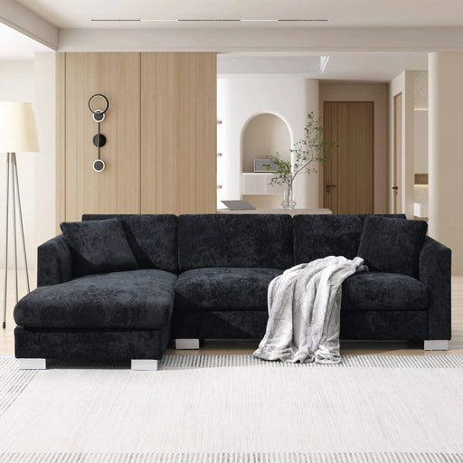 Modern Cloud L-Shaped Sectional Sofa with Chaise, Chenille Fabric, 3 Colors, 96*56 inches Default -DTYStore