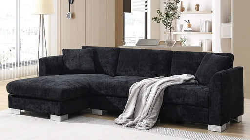 Modern Cloud L-Shaped Sectional Sofa with Chaise, Chenille Fabric, 3 Colors, 96*56 inches Default -DTYStore