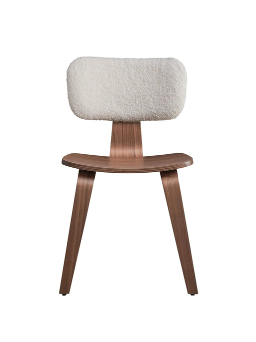 Modern Contemporary Dining 5pc Set Table and 4x Side Chairs Walnut Finish Curved Ergonomic Design Wooden Furniture Default -DTYStore