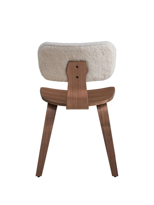 Modern Contemporary Dining 5pc Set Table and 4x Side Chairs Walnut Finish Curved Ergonomic Design Wooden Furniture Default -DTYStore