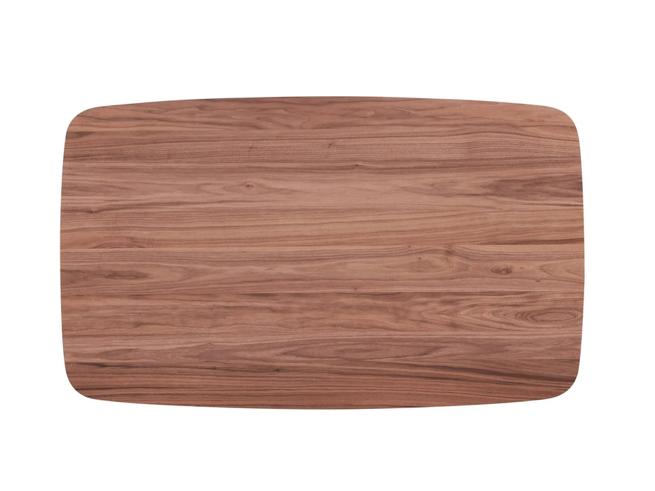 Modern Contemporary Dining 5pc Set Table and 4x Side Chairs Walnut Finish Curved Ergonomic Design Wooden Furniture Default -DTYStore