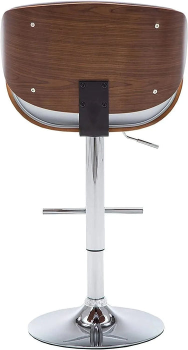 Modern Contemporary Swivel Walnut Bentwood Lift Adjustable Height Bar Stool with Curved Seat and Back (Gray) Default -DTYStore