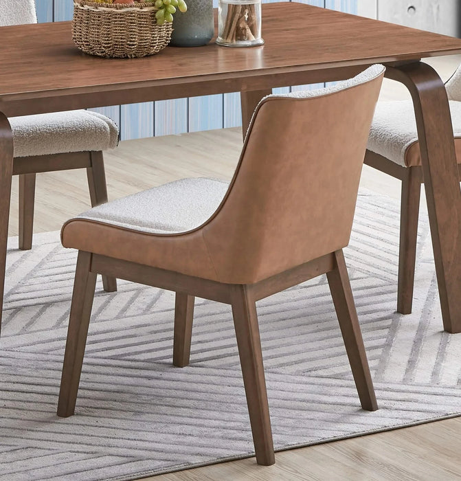 Modern Contemporary Walnut Finish 5pc Dining Set Rectangle Table and 4x Wingback Side Chairs Retro Style Dining Furniture Default -DTYStore