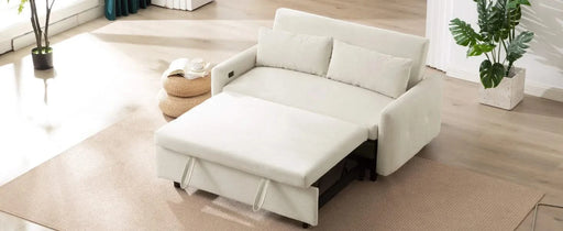 Modern Convertible Pull-out Sofa Bed with USB Ports and Pillows, Beige Corduroy, 57.48 inches Default -DTYStore