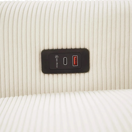 Modern Convertible Pull-out Sofa Bed with USB Ports and Pillows, Beige Corduroy, 57.48 inches Default -DTYStore