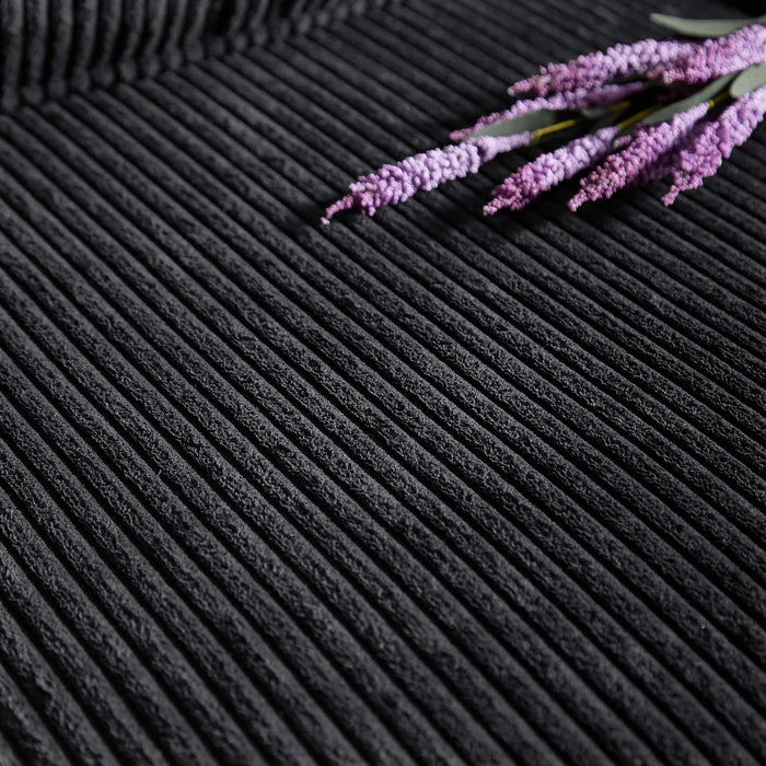 Modern Corduroy Fabric Sofa, 3-Seater Compressed Couch with Cup Holders, Black, 84.25' Default -DTYStore