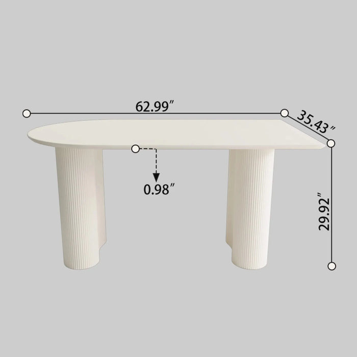 Modern Cream Style Dining Table with Round Wave Legs, MDF, 63-Inch, 4-8 Person Default -DTYStore