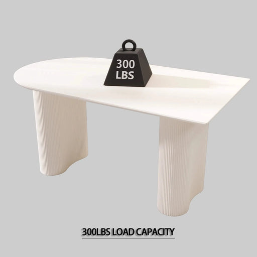 Modern Cream Style Dining Table with Round Wave Legs, MDF, 63-Inch, 4-8 Person Default -DTYStore