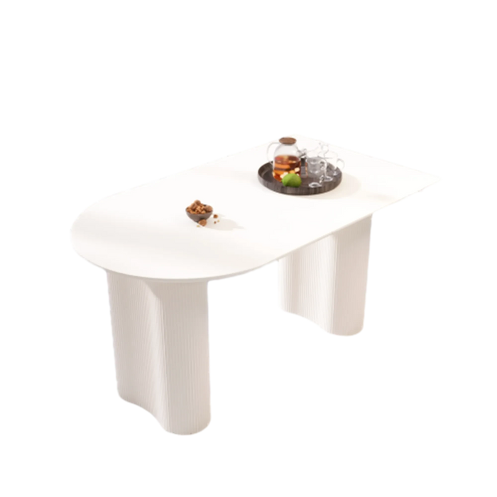 Modern Cream Style Dining Table with Round Wave Legs, MDF, 63-Inch, 4-8 Person Default -DTYStore