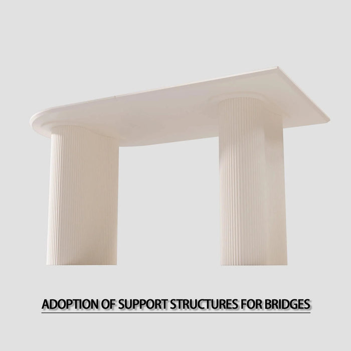 Modern Cream Style Dining Table with Round Wave Legs, MDF, 63-Inch, 4-8 Person Default -DTYStore