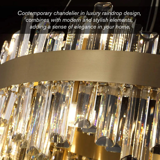 Modern Crystal Chandelier Gold Chandelier For Living Room Round Brass Chandelier Big Gold Chandelier Light Melighting Crystal Chandeliers Bronze Chandelier 24Inch 18-Light Default -DTYStore