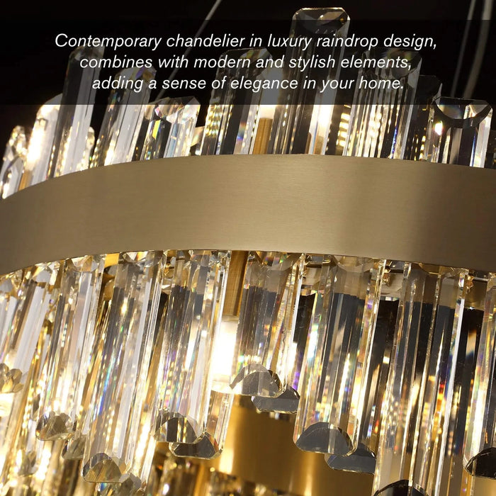 Modern Crystal Chandelier Gold Chandelier For Living Room Round Brass Chandelier Big Gold Chandelier Light Melighting Crystal Chandeliers Bronze Chandelier 24Inch 18-Light Default -DTYStore