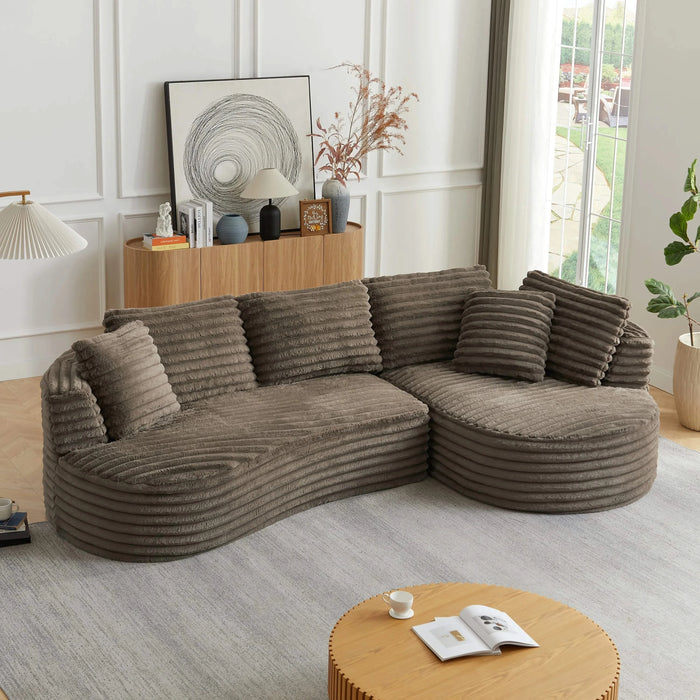 Modern Curved L-Shape Luxury Sectional Oversized Sofa: Minimalist Design, Comfy Sleeper Couch for Living Room, Apartment & Reception Spaces,No Assembly Required Default -DTYStore