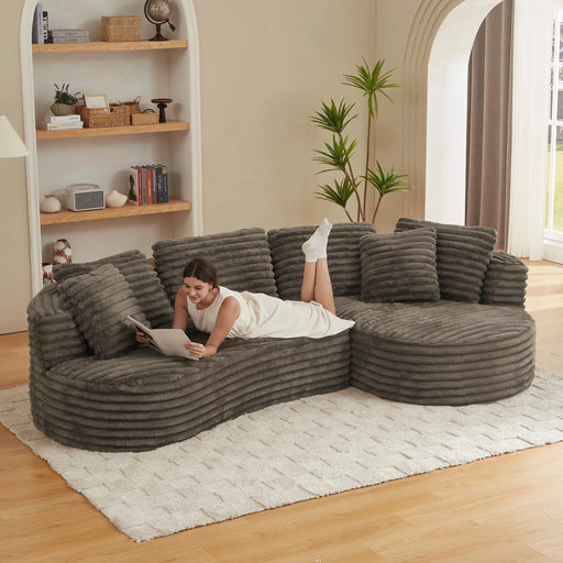 Modern Curved L-Shape Luxury Sectional Oversized Sofa: Minimalist Design, Comfy Sleeper Couch for Living Room, Apartment & Reception Spaces,No Assembly Required Default -DTYStore