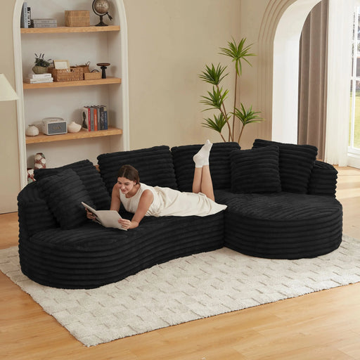 Modern Curved L-Shape Luxury Sectional Oversized Sofa: Minimalist Design, Comfy Sleeper Couch for Living Room, Apartment & Reception Spaces,No Assembly Required Default -DTYStore