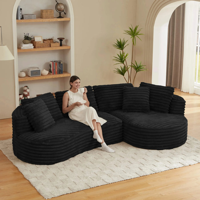 Modern Curved L-Shape Luxury Sectional Oversized Sofa: Minimalist Design, Comfy Sleeper Couch for Living Room, Apartment & Reception Spaces,No Assembly Required Default -DTYStore
