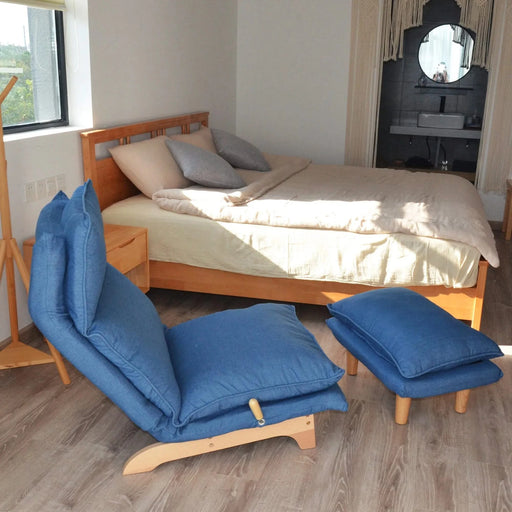 Modern Dark Blue Metal Frame Foldable Reclining Floor Chair – Lazy Leisure Sofa for Balcony or Bedroom Default -DTYStore