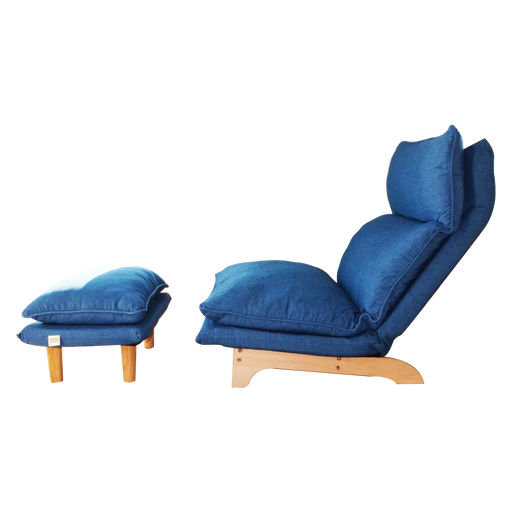 Modern Dark Blue Metal Frame Foldable Reclining Floor Chair – Lazy Leisure Sofa for Balcony or Bedroom Default -DTYStore