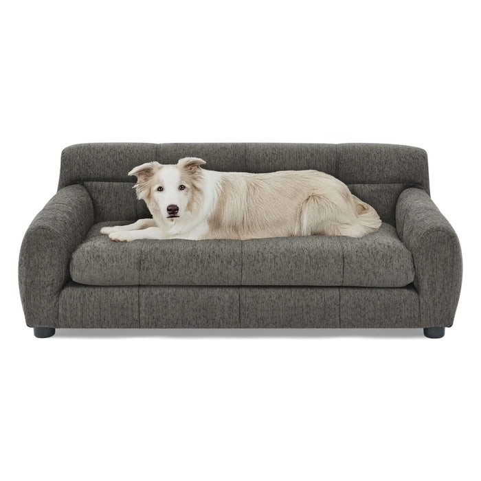 Modern Dark Gray Pet Sofa with Backrest and Armrests, Linen Fabric, 38'x14.5'x22' for Small and Medium Dogs - DTY Store