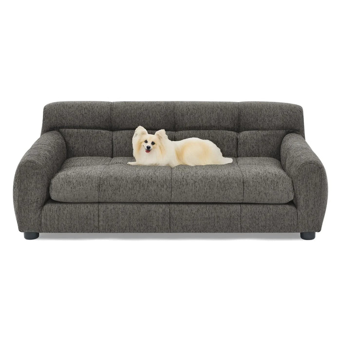 Modern Dark Gray Pet Sofa with Backrest and Armrests, Linen Fabric, 38'x14.5'x22' for Small and Medium Dogs - DTY Store