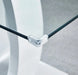 Modern Design MDF Dining Table with White Finish, Clear Glass Top, For 6 People Default -DTYStore